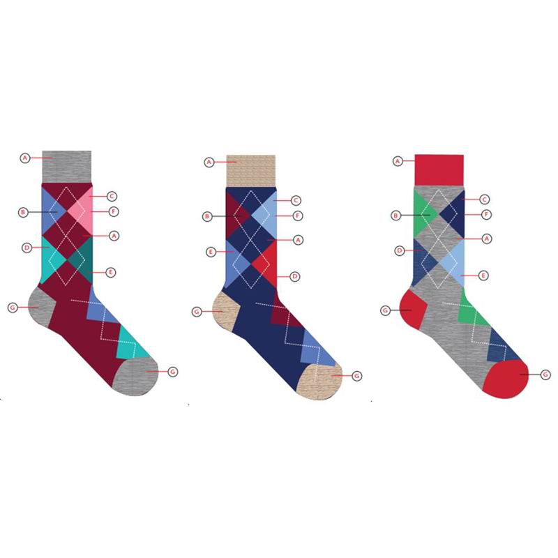 Cotton Jacquard Socks 3pk with Square Pattern Size 41-46 WTX-SOCKS-21002