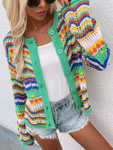 Load image into Gallery viewer, Chevron Stripes Openwork Cardigan
