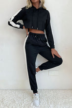 Load image into Gallery viewer, Side Stripe Cropped Hoodie and Jogger Set
