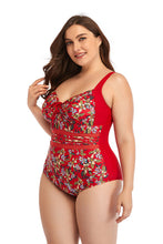 Load image into Gallery viewer, Floral Drawstring Detail One-Piece Swimsuit
