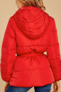 Chaqueta acolchada roja de invierno para mujer