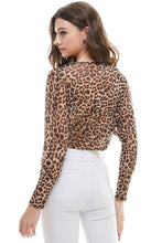 Load image into Gallery viewer, Leopard animal Surplice Dolman Sleeve Bodysuit
