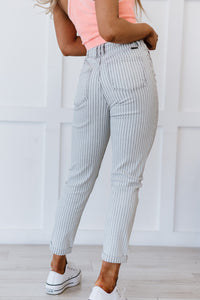 Kancan Valentina Pinstripe Mom Jeans