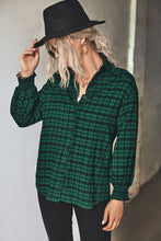 Load image into Gallery viewer, Plaid Button Front Dropped Shoulder Shirt
