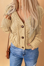 Load image into Gallery viewer, Mixed Knit Button Down Cardigan with Pockets
