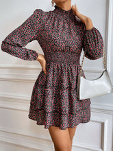 Load image into Gallery viewer, Floral Ruffle Collar Smocked Waist Layered Dress
