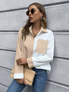 Color Block Button Down Shirt