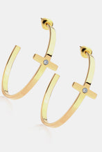 Load image into Gallery viewer, Stainless Steel Cross Hoop Earrings
