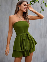 Load image into Gallery viewer, Strapless Belted Layered Romper
