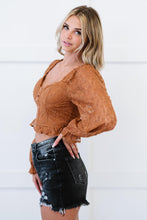 Load image into Gallery viewer, Chocolate USA Lace Corset Flounce Sleeve Cropped Top
