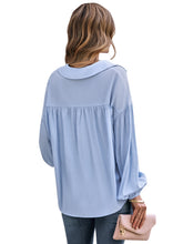 Load image into Gallery viewer, Johnny Collar Buttoned Dropped Shoulder Top
