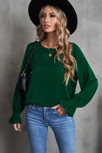 Cargar imagen en el visor de la galería, Blusa con cuello redondo y mangas con volantes
