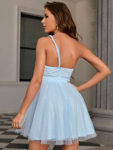 Glitter One-Shoulder Tulle Dress