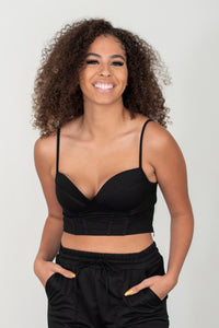 SHOPIRISBASIC Conjunto de estar por casa con bustier y joggers Let's Do This en negro