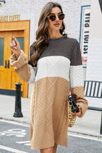 Load image into Gallery viewer, Color Block Mixed Knit Crewneck Sweater Dress
