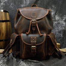 Load image into Gallery viewer, Camping Genuine Leather Thick Backpack
