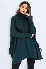 Load image into Gallery viewer, Tied Turtleneck Asymmetrical Hem Sweater
