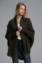 Load image into Gallery viewer, Dolman Sleeve Open Front Ribbed Trim Longline Cardigan
