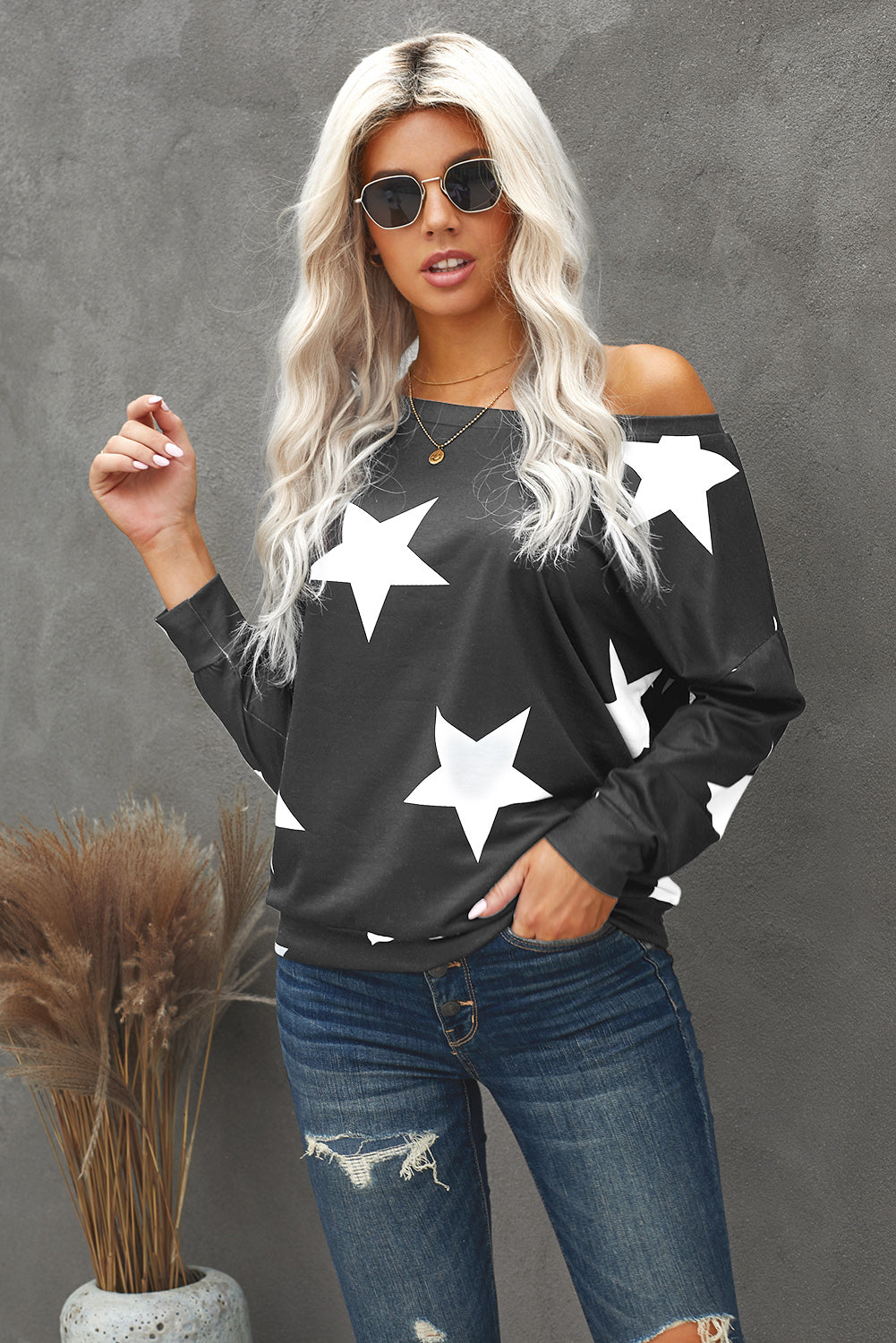 Sudadera de manga larga con estampado de estrellas