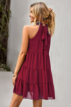 Load image into Gallery viewer, Tie Back Ruffle Collar Tiered Dress
