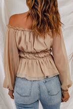 Load image into Gallery viewer, Frill Trim Off-Shoulder Elastic Waist Blouse
