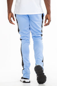 LEATHER TRACK PANTS - LIGHT BLUE