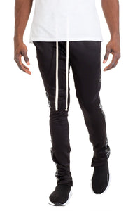 LEATHER TRACK PANTS - BLACK