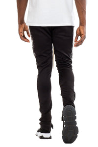 LEATHER TRACK PANTS - BLACK