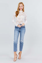 Load image into Gallery viewer, Scallop Mock Neck Long Sleeve Lace Bodysuit
