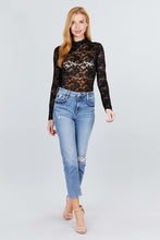 Load image into Gallery viewer, Scallop Mock Neck Long Sleeve Lace Bodysuit
