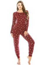 Load image into Gallery viewer, Red Printed 2pc Flannel Women&#39;s Pajama Set
