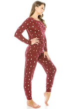 Load image into Gallery viewer, Red Printed 2pc Flannel Women&#39;s Pajama Set
