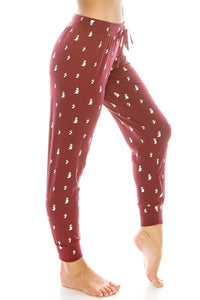 Red Printed 2pc Flannel Women's Pajama Set