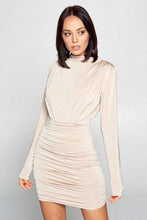 Load image into Gallery viewer, Ruched Detail Solid Mini Dress
