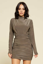 Load image into Gallery viewer, Ruched Detail Solid Mini Dress
