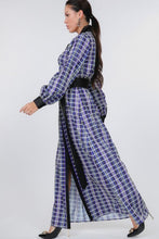 Load image into Gallery viewer, Plaid in Blue Belted Maxi Dress
