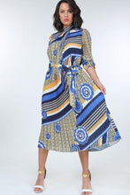 Load image into Gallery viewer, Multi Print Pleated Midi Dress
