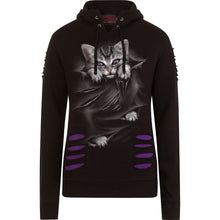 Load image into Gallery viewer, BRIGHT EYES - Large Hood Ripped Hoody Purple-Black
