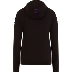 BRIGHT EYES - Sudadera con capucha grande y rasgada en color morado y negro