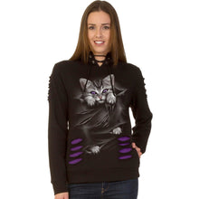 Load image into Gallery viewer, BRIGHT EYES - Large Hood Ripped Hoody Purple-Black
