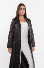 Load image into Gallery viewer, Copy of Ladies 3 Button Matrix Black Full Length Leather Coat
