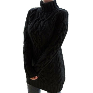 Turtleneck Oversized Long Sleeve Knit Sweater Dress