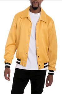 CHAQUETA BOMBER DE SATÉN DE LUJO PARA HOMBRE - DORADA