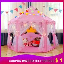 Load image into Gallery viewer, Princess Children&#39;s Tent Ball Pool Wigwam Portable Tent For Kids Girl&#39;s Castle Play House Outdoor Garden Kid Folding Beach Toys
