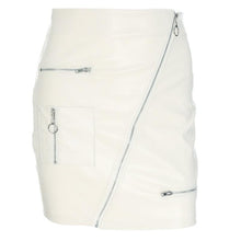 Load image into Gallery viewer, Elegant White PU Leather Length High Waist Mini Skirt
