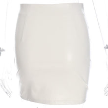 Load image into Gallery viewer, Elegant White PU Leather Length High Waist Mini Skirt
