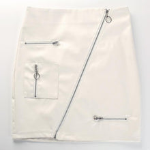 Load image into Gallery viewer, Elegant White PU Leather Length High Waist Mini Skirt
