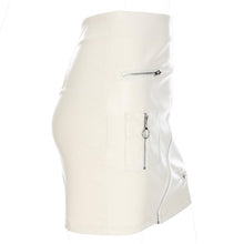 Load image into Gallery viewer, Elegant White PU Leather Length High Waist Mini Skirt
