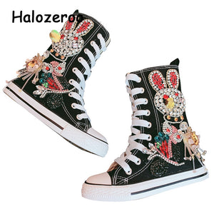 Girls/ Kids Rhinestone Canvas  Sport High-top Sneakers