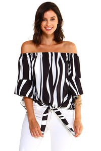 Women's Strapless Striped Bandage Blouse